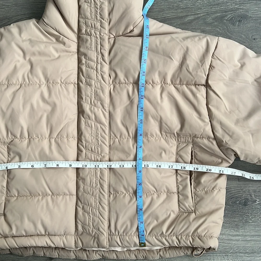 THE FIFTH LABEL Oversized Puffer Jacket XS Beige Neutral Cropped Retro 90s Fall - Picture 11 of 12